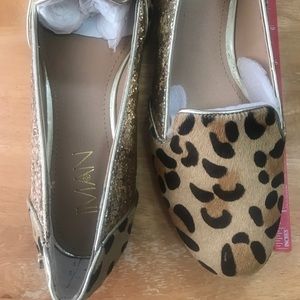 Iman Global Chic leather and sequin loafers